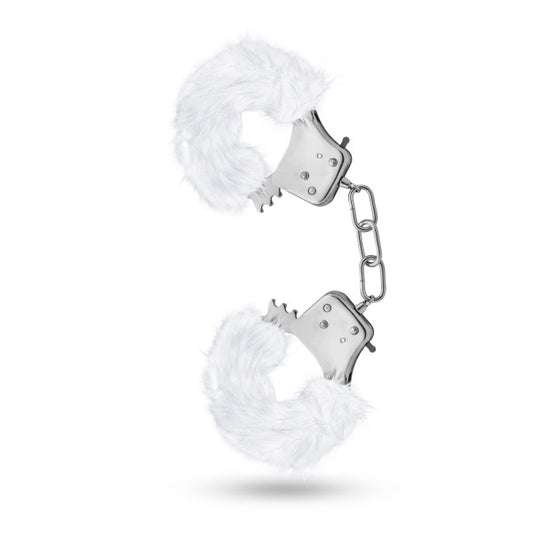 Blush Novelties Plush Faux Rabbit Fur Hand Cuffs Wrist Restraints for Role Play and Bondage Kinky Sex Toy for Couples, White
