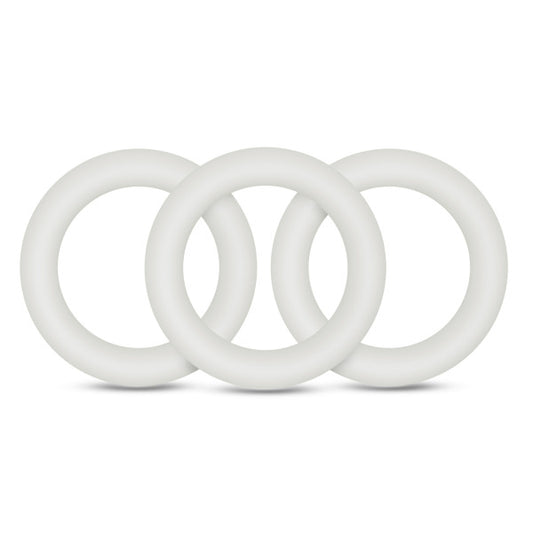 Blush 3 Pack Silicone Enhancement Cockring Small(White)