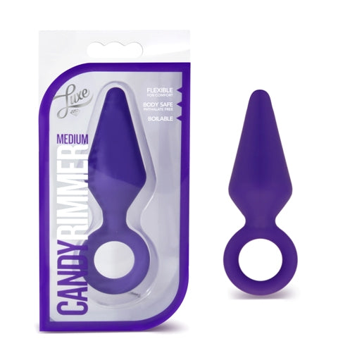 Blush Novelties Candy Rimmer - Puria Platinum Silicone 4.5" Butt Plug - Ultrasilk - Tapered Design for Comfort - 1.25" Max Width - Sturdy Pull Ring - Body Safe Beginner Sex Toy for Couples - Purple