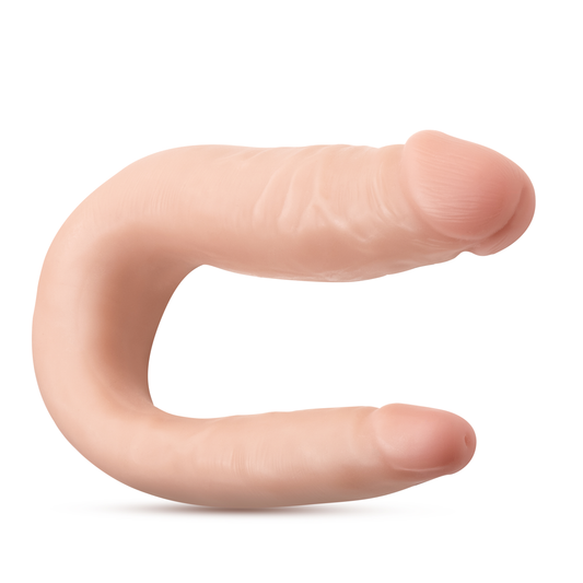 Blush Novelties Dr. Skin Mini Double Dong 12.5 Inch Realistic Two Headed Dildo, Double Penetration Sex Toy for Women, Vanilla