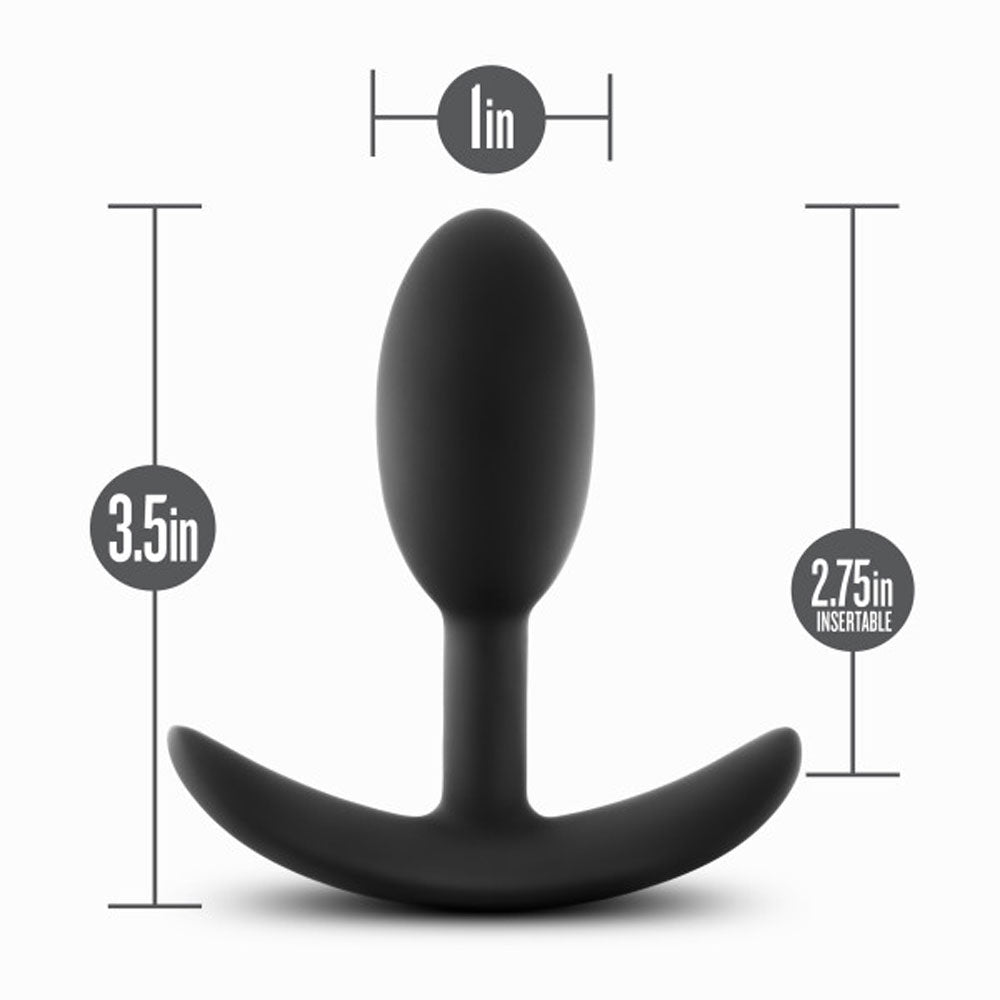 Blush Anal Adventure Platinum 3.5" Vibra Small Silicone Butt Plug, 1" Wide - Quite Vibration, Beginners Ultrasilk Anal Plug - Velvety Luxurious Anal Play Adult Sex Toy for Women, Men & Couples-(Black)