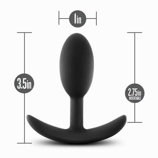 Blush Anal Adventure Platinum 3.5" Vibra Small Silicone Butt Plug, 1" Wide - Quite Vibration, Beginners Ultrasilk Anal Plug - Velvety Luxurious Anal Play Adult Sex Toy for Women, Men & Couples-(Black)