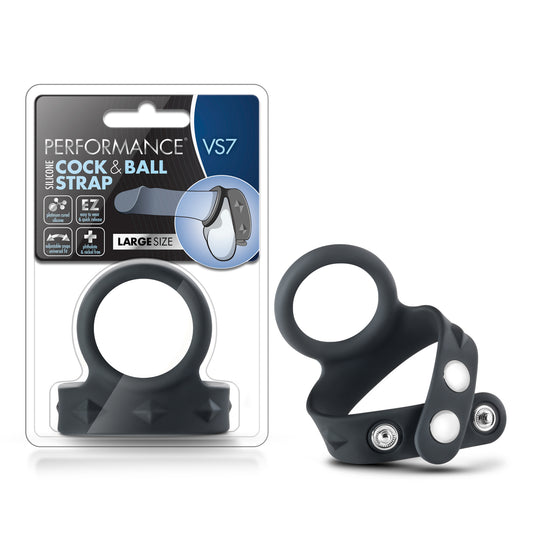 Blush Novelties Performance VS7 Silicone C Ring & Ball Strap - Puria Platinum Cured Silicone - Stainless Steel 3 Position Nickel Free Snaps - Harder Erections. Last Longer - Penis Enhancing Sex Toy