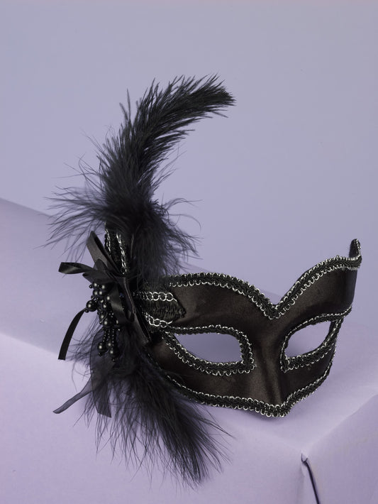 Forum Novelty Black Satin Feather Mask Frames