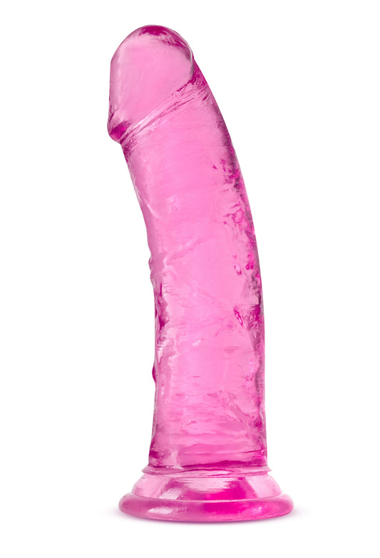 Blush Novelties B Yours Plus Roar n Ride - Realistic 8 Inch Crystal Clear Soft Dildo - Powerful Suction Cup Base for Hands Free Play - Harness Strap On Compatible - Sex Toy