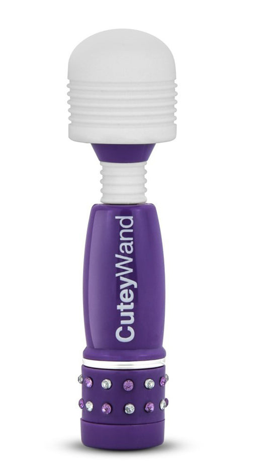 Blush Novelties Play with Me - 4 Inch Cutey Multi Speed Silicone Head Fragrance Free Battery Powered Mini Wand - High Power Flexible Neck Pocket Stimulator Massager for Women Couples - Purple