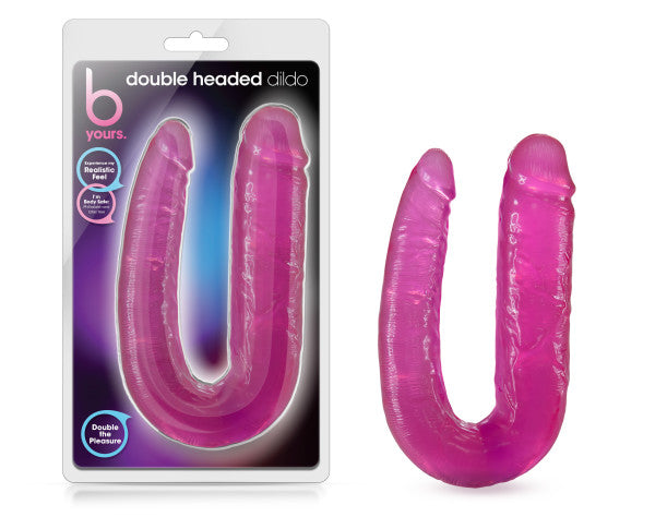 Blush B Yours 18" Double Sided Pink Dildo - Thick & Thin Ends Double Penetration Cock Toy for Women & Couples, U-Shaped Flexible Realistic Dual Ended 6.5" Insertable Soft Lifelike Texture G-Spot Penis