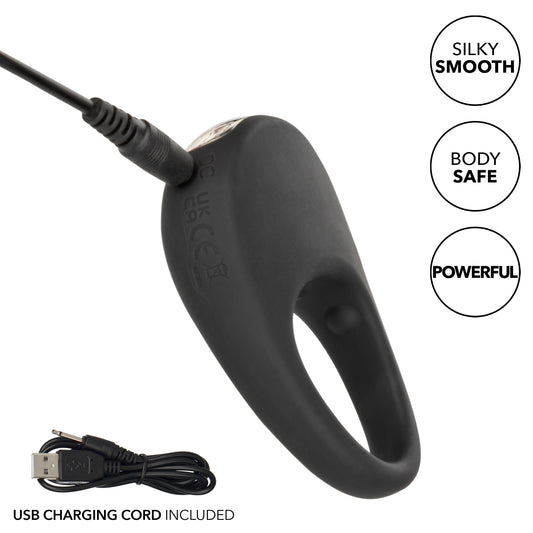 CalExotics Silicone Rechargeable Pleasure Cock Ring Vibrator for Men - SE-1841-07-3 Black