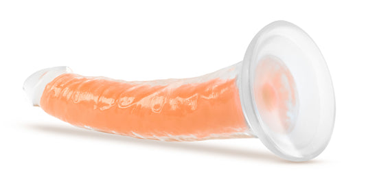 Blush Neo Elite Lavo 7.5" Glow in The Dark Dildo - Sensa Feel Realistic Silicone Cock - Suction Cup, Strap-On Compatible - Anal & Vaginal Adult Sex Toy Penis for Women, Men & Couples - (Neon Orange)