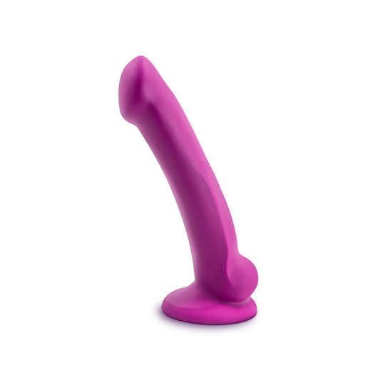 Blush Avant D9 Ergo Mini Dildo 7" - Dual Density Ultrasilk Silicone Cock - Suction Cup, Strap-On Compatible, G-Spot Curved Shaft, Violet Anal & Vaginal Sex Toy Penis for Women, Men, Couples - (Pink)