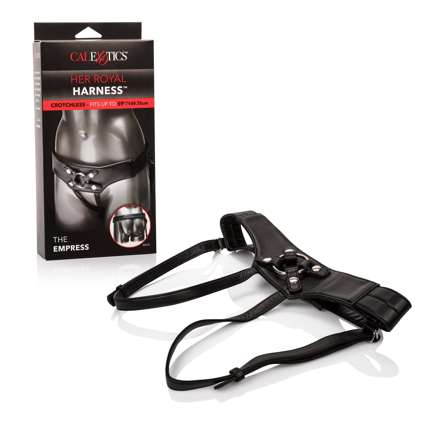 CalExotics Her Royal Harness The Empress – Premium Adjustable BDSM Probe Strap O Plus Size Harness – Sex Toys for Couples and Women - Black