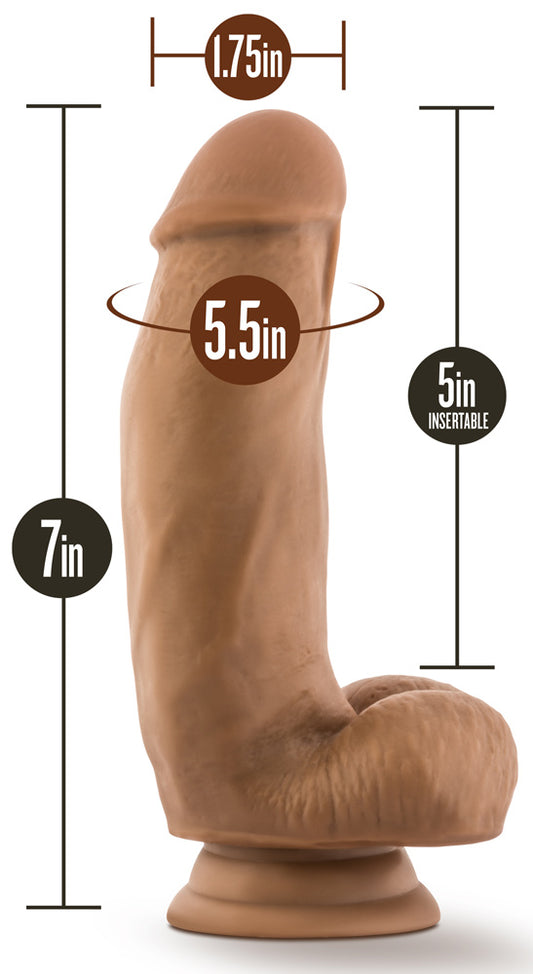 Blush Dr. Skin Dr. Samuel 7" Realistic Dildo w/Balls, Poseable Silicone Cock, Suction Cup, Harness Play - Anal, G-Spot, Pegging Mocha Penis, Ultrasilk Adult Sex Toy for Women, Men, Couples - (Brown)