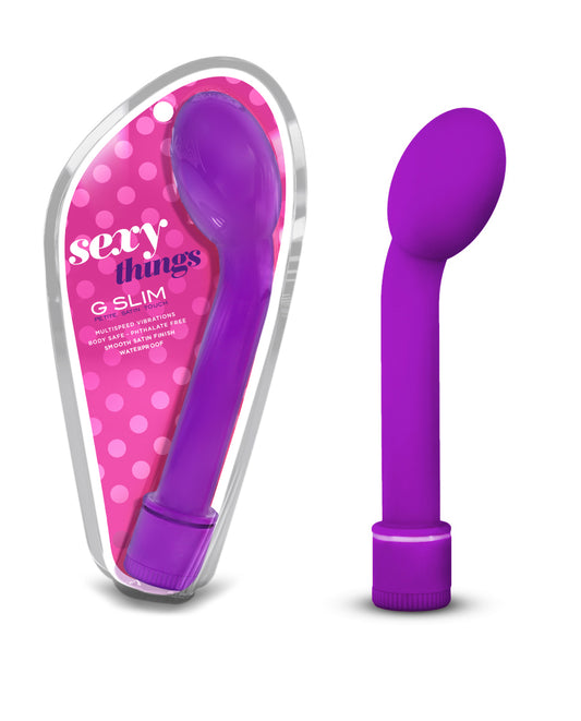 Blush 6.5" Women's Sexy Things G Slim Petite G-Spot Vibrator, Angled Curved Smooth Tip, Multi-Speed Adjustable Bulbous Head Clit & Vaginal Massager Stimulator, Adult Sex Toy for Couples Men - (Purple)