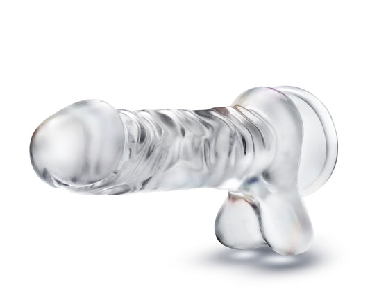 Blush Novelties B Yours Diamond Quartz - Lifelike Realistic 7.5 Inch Dildo with Powerful Suction Cup for Hands-Free Fun, Curved for G-Spot Stimulation - Adult Sex Toy for Women and Couples - Clear