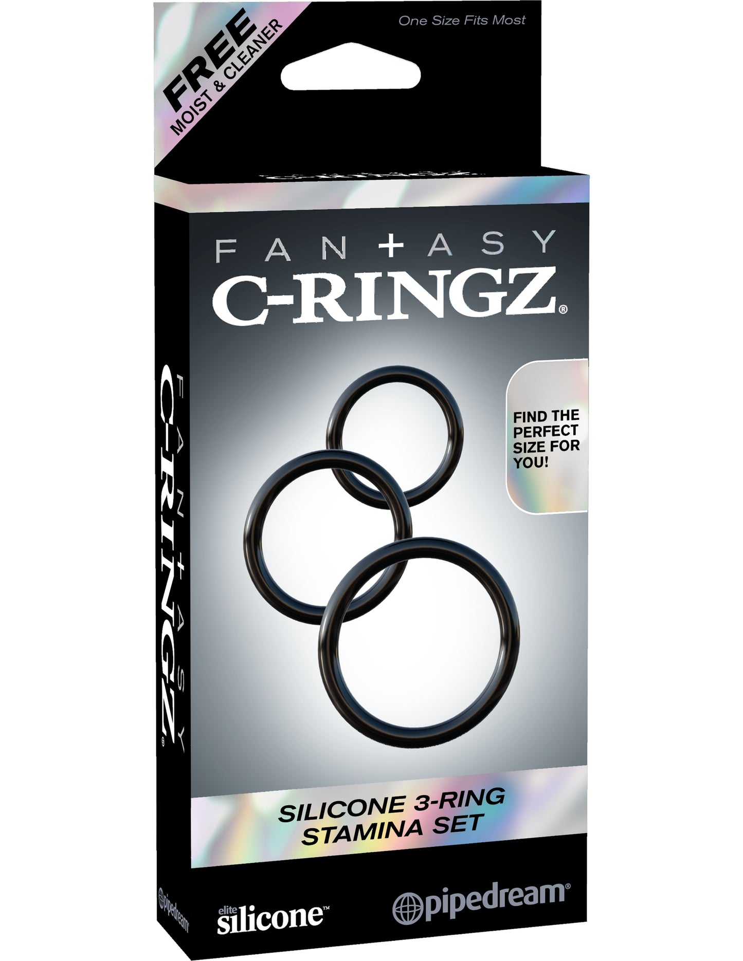 Pipedream Fantasy C-Ringz Silicone 3-Ring Stamina Set, Black, 1 Pound