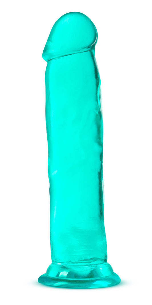 Blush Novelties B Yours Plus Thrill n Drill - Realistic 9.5 Inch Crystal Clear Soft Dildo - Powerful Suction Cup Base for Hands Free Play - Harness Strap On Compatible - Sex Toy for Her Him