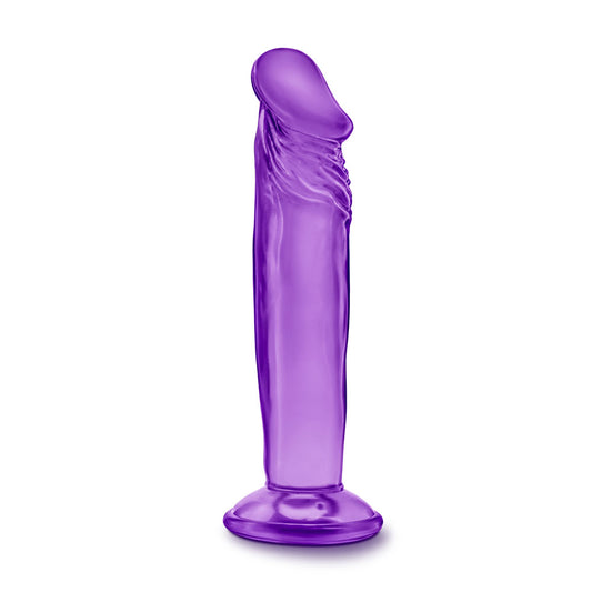 Blush Adult Sex Toys - B Yours, Sweet n Small Realistic 4.5 Inch Short Dildo - 1.25 Inch Wide Strap On Ready Suction Cup - Body Safe, Non Porous Soft - Pegging, Anal - Women Men Couples - Purple