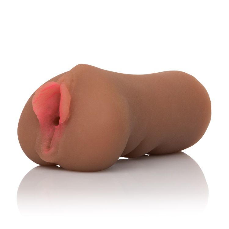 CalExotics Cheap Thrills Naughty Nurse - Travel Sized Male Masturbator - Silicone Masturbation Sleeve – 5 Inch Adult Male Sex Toy - Brown