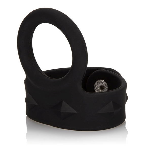 CalExotics Large Silicone Tri Snap Scrotum Support Ring, Black