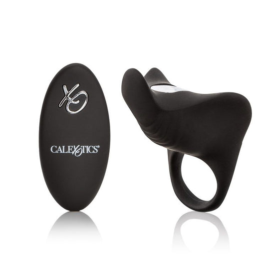 CalExotics Silicone Rechargeable Remote Pleasurizer – 12 Function Vibrating Waterproof Pleasure Ring – Silicone Clitoral Massager Sex Toy for Couples - Black