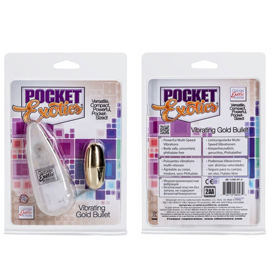 CalExotics Pocket Exotics Wired Bullet Vibrator - Sex Toys for Couples - Adult Vibe Egg Massager - Gold