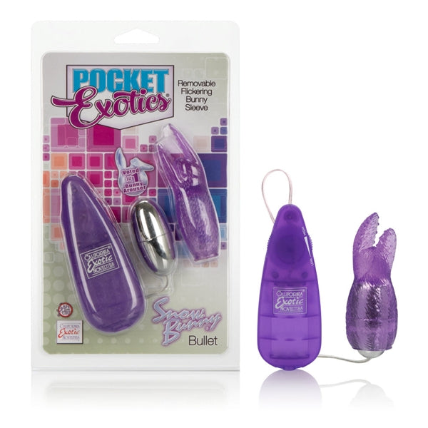CalExotics Pocket Exotics Bunny Bullet - Vibrator with Rabbit Tickler - Sex Toys for Couples - Adult Vibe Egg Massager - Purple