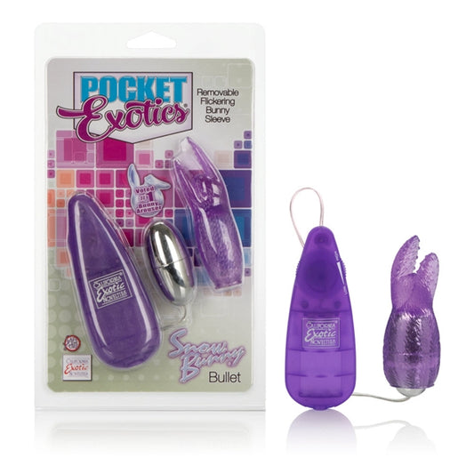 CalExotics Pocket Exotics Bunny Bullet - Vibrator with Rabbit Tickler - Sex Toys for Couples - Adult Vibe Egg Massager - Purple