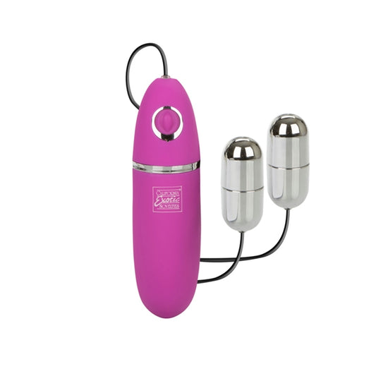 CalExotics Power Play Dual Bullet Vibrator - Waterproof Sex Toys for Couples - Wired Remote Control - Adult Double Vibe Egg Massager - Pink