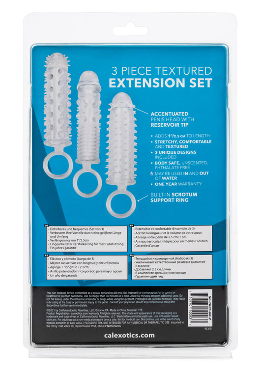 CalExotics Textured Penis Sleeve Cockentender for Men Stretcher Cock Extender 3 Piece Set - SE-1625-60-2
