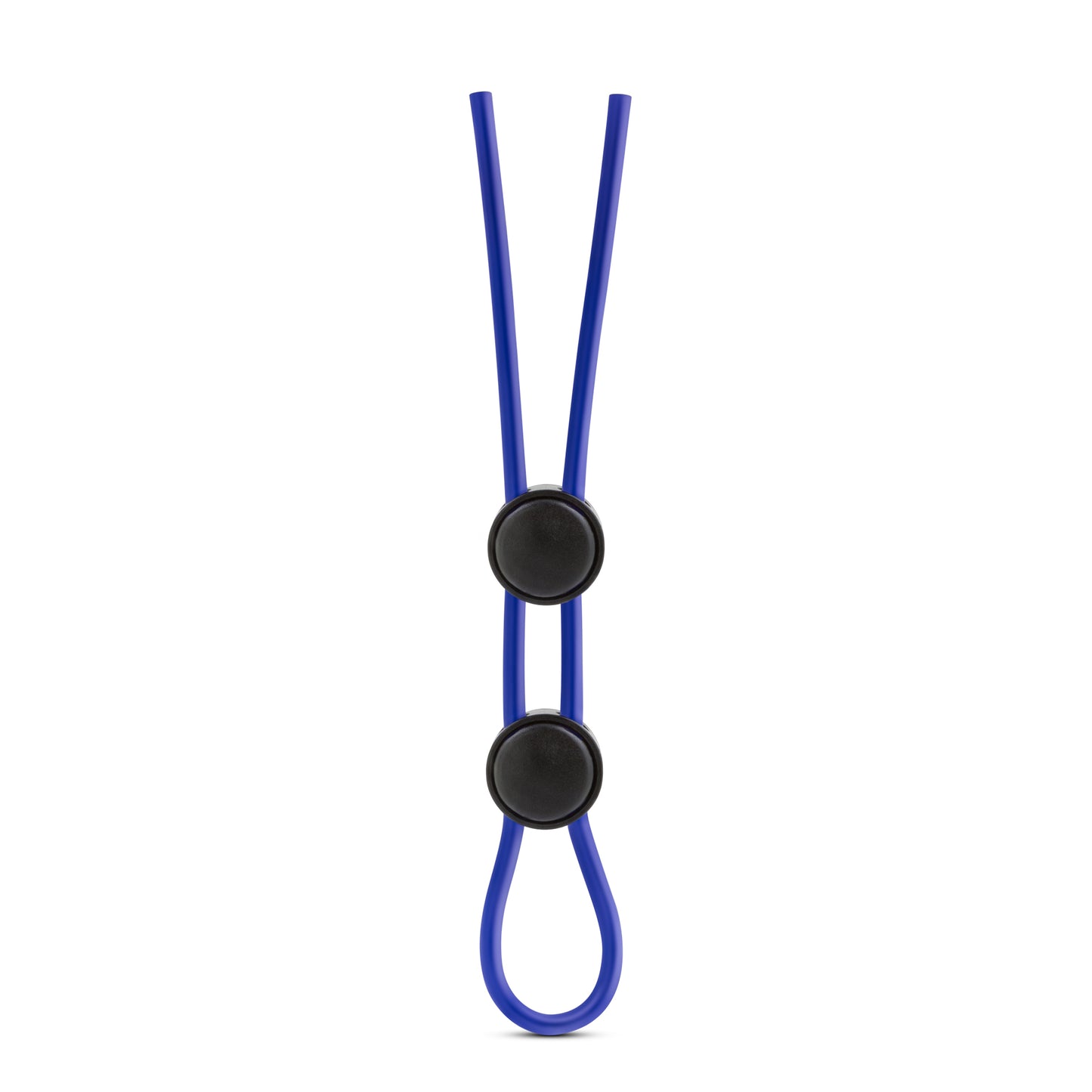 Blush Stay Hard Silicone Double Lasso Loop Cock Ring & Ball Cinch - Soft Stretchy Adjustable C Ring for Men with Quick Release Locks - Enhances Stamina & Erections - Male Sex Toys - Blue