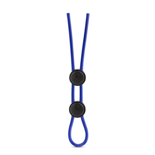 Blush Stay Hard Silicone Double Lasso Loop Cock Ring & Ball Cinch - Soft Stretchy Adjustable C Ring for Men with Quick Release Locks - Enhances Stamina & Erections - Male Sex Toys - Blue