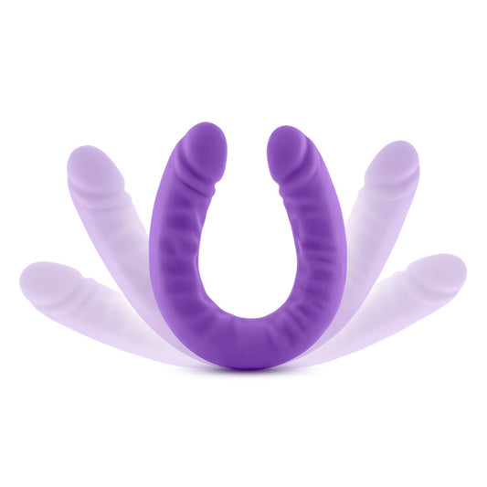 Blush Ruse - 18 Inch Long Double Sided Dildo - Soft Flexible Puria Silicone Dual Headed Dong for Lesbian - Curved Double Ended Dildo for G-spot Anal Play - Adult Sex Toys for Men Women Couple - Purple