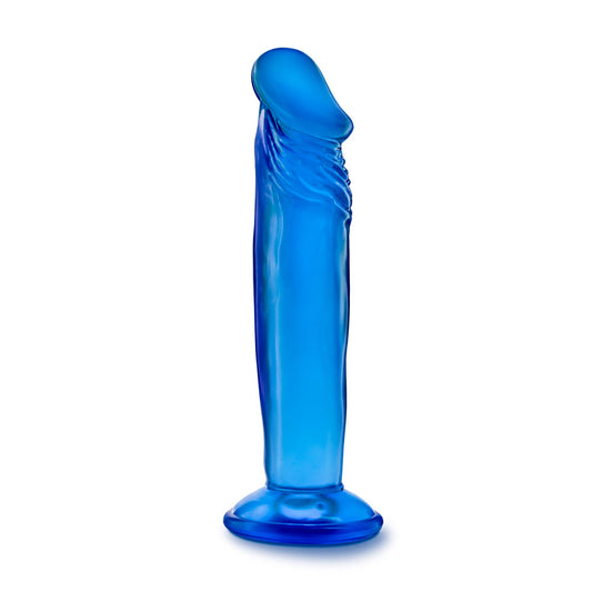 Blush B Yours Sweet n Small 6 Inch Realistic Dildo, Suction Cup Dildo for Hands Free Play - Strap On Harness Penis for Pegging Anal Vaginal Stimulation - Adult Sex Toys for Women Men Couples - Blue