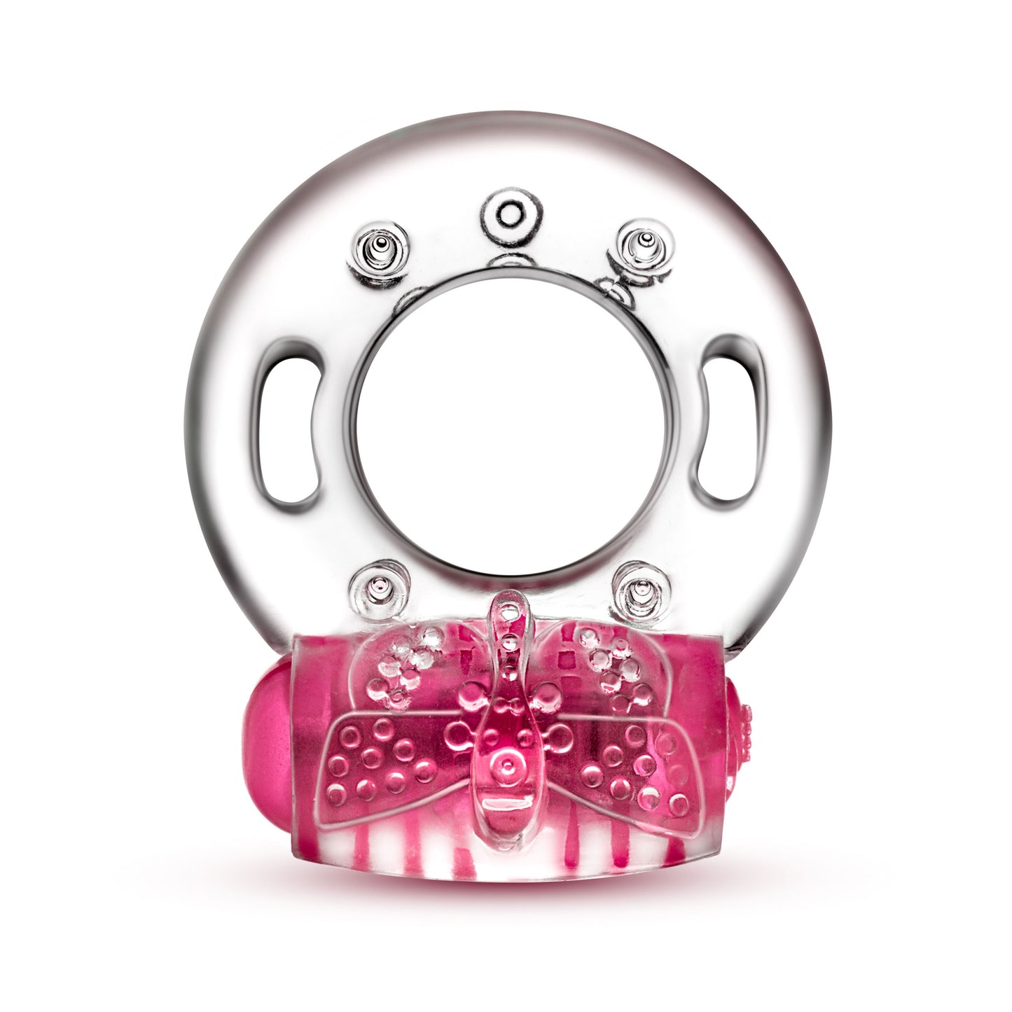 Play with Me Arouser - Vibrating C Ring - Includes 4 Sets of Batteries - Soft, Stretchy to Accommodate All - Soft Clitoris Stimulating Ticklers - Sexual Enhancer for Couples - Pink, Clear