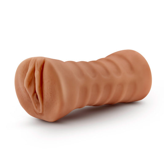 Blush Novelties M for Men Julieta - Vibrating Ultra Soft Realistic Ribbed Vagina Masturbator Stroker - Tight and Fits You Like A Glove - Open Ended - Hand Held Male Masturbation Sex Toy