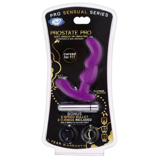 Cloud 9 Novelties Pro Sensual Series Tip Vibrating Prostate and Anal Massager Curved, Purple
