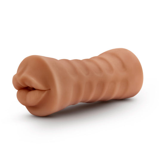 Blush Novelties M for Men - Isabella - 5" Vibrating Ultra Soft Realistic X5 Plus Ribbed Masturbator Stroker - Tight and Fits You Like A Glove - Open Ended - Hand Held Male Masturbation Sex Toy