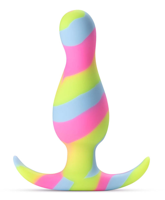 Blush 3.5" Avant Kaleido Lime Silicone Butt Plug w/ 2 Curvy Pleasures, Ultrasilk Smooth Tapered Head, AnchorTech Base, Artisanal 1" Wide Anal Plug Adult Sex Toy for Women, Men & Couple - Multi-colored