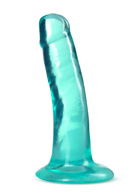 Blush 5.5" B Yours Plus Hard N’ Happy Realistic Dildo, Transparent Lifelike Cock, G- P-Spot & Pegging Play Ultra-Soft TPE Penis, Suction Cup, Harness Compatible, Adult Sex Toy for Women & Men - (Teal)