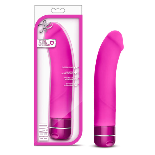 Blush Luxe Beau 8.5" G-Spot Vibrator for Women & Couples, Vagina & Anal Vibrating Pink Dildo, Multi-Speed Adjustable Stimulator, Ultrasilk Platinum-Cured Petite Silicone Cock, Waterproof Adult Sex Toy