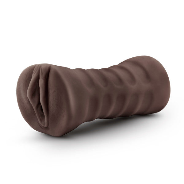 Blush Adult Sex Toys Male Masturbator with Bullet Vibrator - Open Ended Lifelike Textured Ribbed Vagina - One Speed Vibrating Masturbating Stroker - Pocket Pussy for Men - Hot Chocolate Brianna