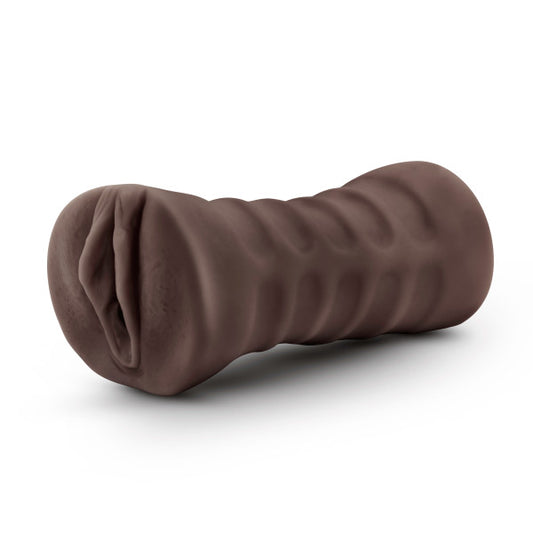Blush Adult Sex Toys Male Masturbator with Bullet Vibrator - Open Ended Lifelike Textured Ribbed Vagina - One Speed Vibrating Masturbating Stroker - Pocket Pussy for Men - Hot Chocolate Brianna