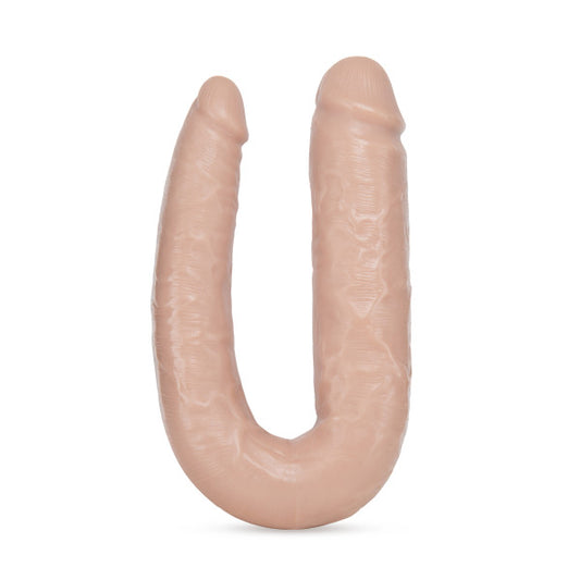 Blush Dr. Skin Double Sided Dildo - 18 Inch Realistic Dual Ended Flexible Dildo for Women, Lesbians & Couples | G-Spot & Anal 2 Headed Penetration Toy | Thick Curved Double Dong – Vanilla