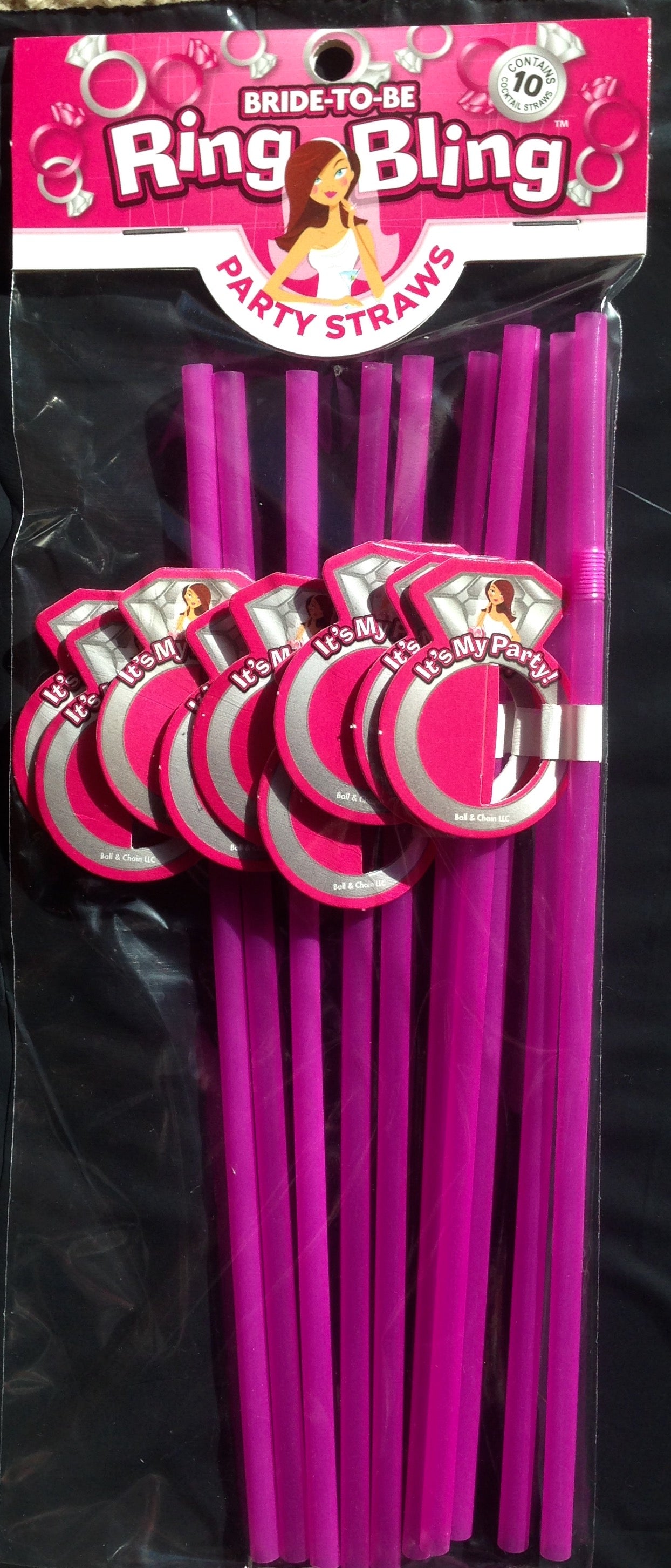 BRIDE TO BE RING BLING STRAW