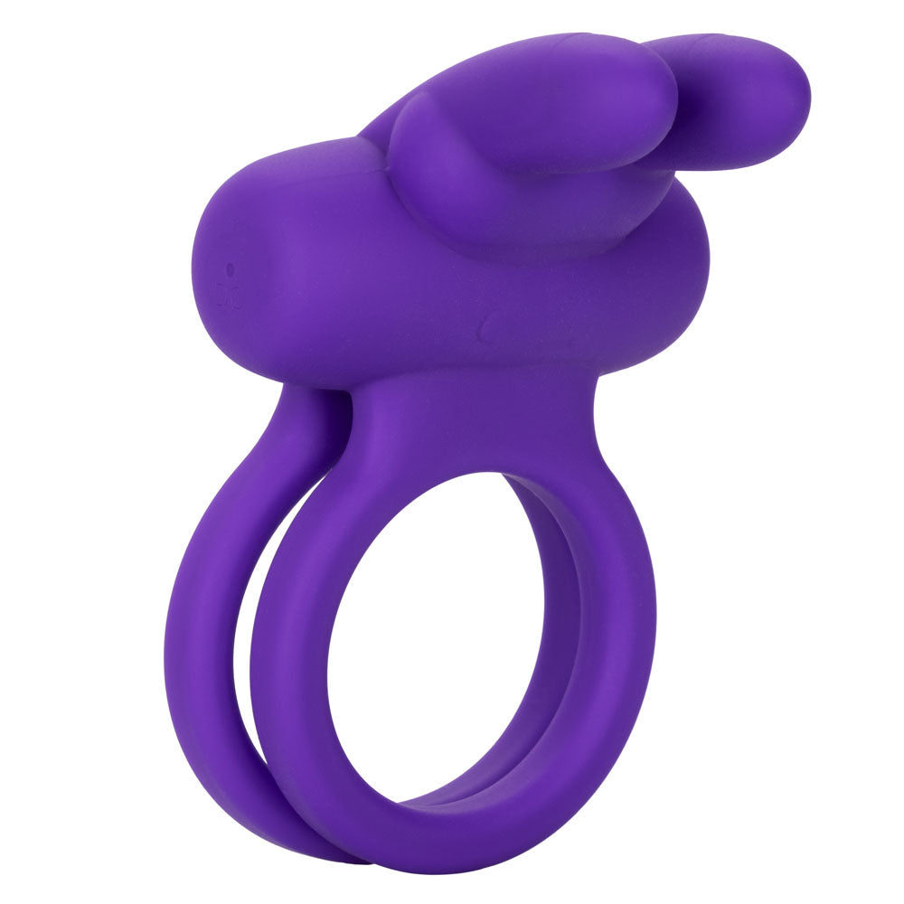 CalExotics Silicone Rechargeable Dual Rockin’ Rabbit Enhancer, Vibrating Cock Ring for Couple Adult Sex Toy Purple SE-1843-20-3
