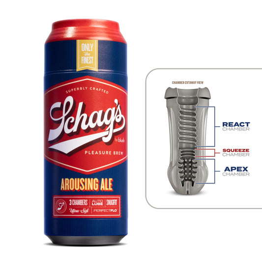 Blush Schag’s 7" Arousing Ale Male Masturbator Stroker, Self Lubricating Cock Sleeve, 3 Pleasure Chambers, Ribbed, Ticklers Stimulate Penis, PerfectFlo Suction Oral Sex, Adult Sex Toy for Men -(Clear)