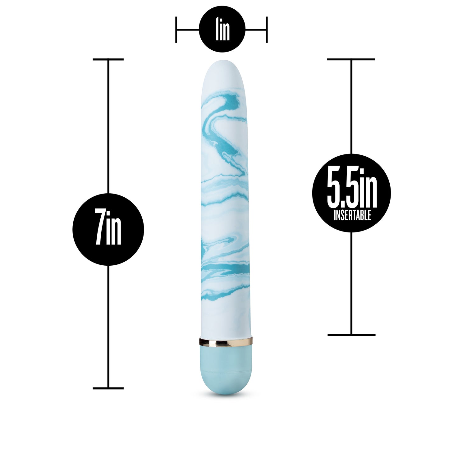 Blush Blueberry Haze - 7 Inch Satin Smooth Personal Massager Wand - Perfect for External Clitoral Vaginal Stimulation - Body Safe Vibrator - Splashproof Sex Toy for Couples Women - Blue Marble