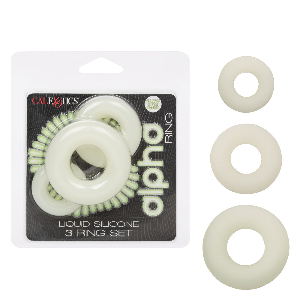 CalExotics Alpha Glow-in-The-Dark Liquid Silicone 3 Penis Ring Set for Men Pleasure - SE-1492-33-2