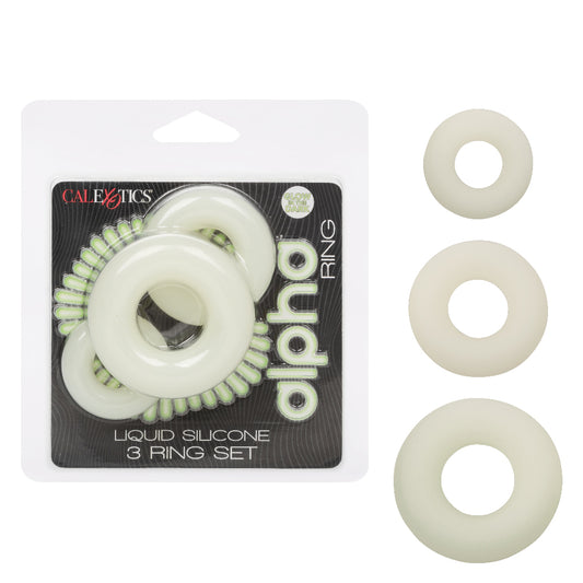 CalExotics Alpha Glow-in-The-Dark Liquid Silicone 3 Penis Ring Set for Men Pleasure - SE-1492-33-2