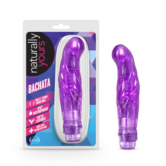 Blush Bachata - Curved G Spot Stimulating Vibrator - Soft Bulbous Head - Flexishaft Semi Rigid Body For Improved Gspotting - IPX7 Submersible Waterproof - Female Adult Sex Toy for Women - Clear Purple